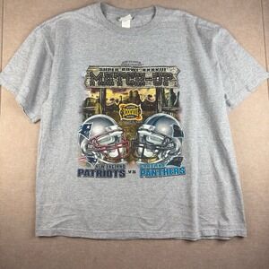Y2K Lee Sport‎ T-Shirt Men XL Gray Super Bowl XXXVIII 2004 Patriots Panthers